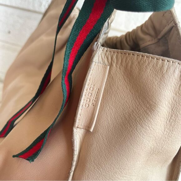 GUCCI Beige Y2K Vintage Slouchy Tote Drawstring Shoulder Bag Jackie Sherry Line - Picture 3 of 13